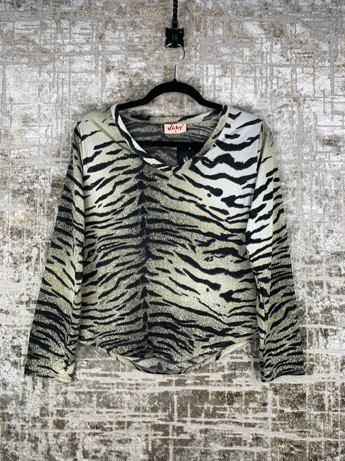 Womens Y2K Vicky Zebra Print Long Sleeve Top