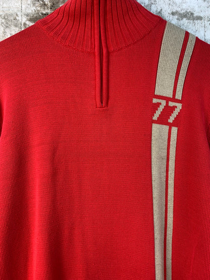 S.Oliver Mens Red and Beige Quarter Zip Sweater