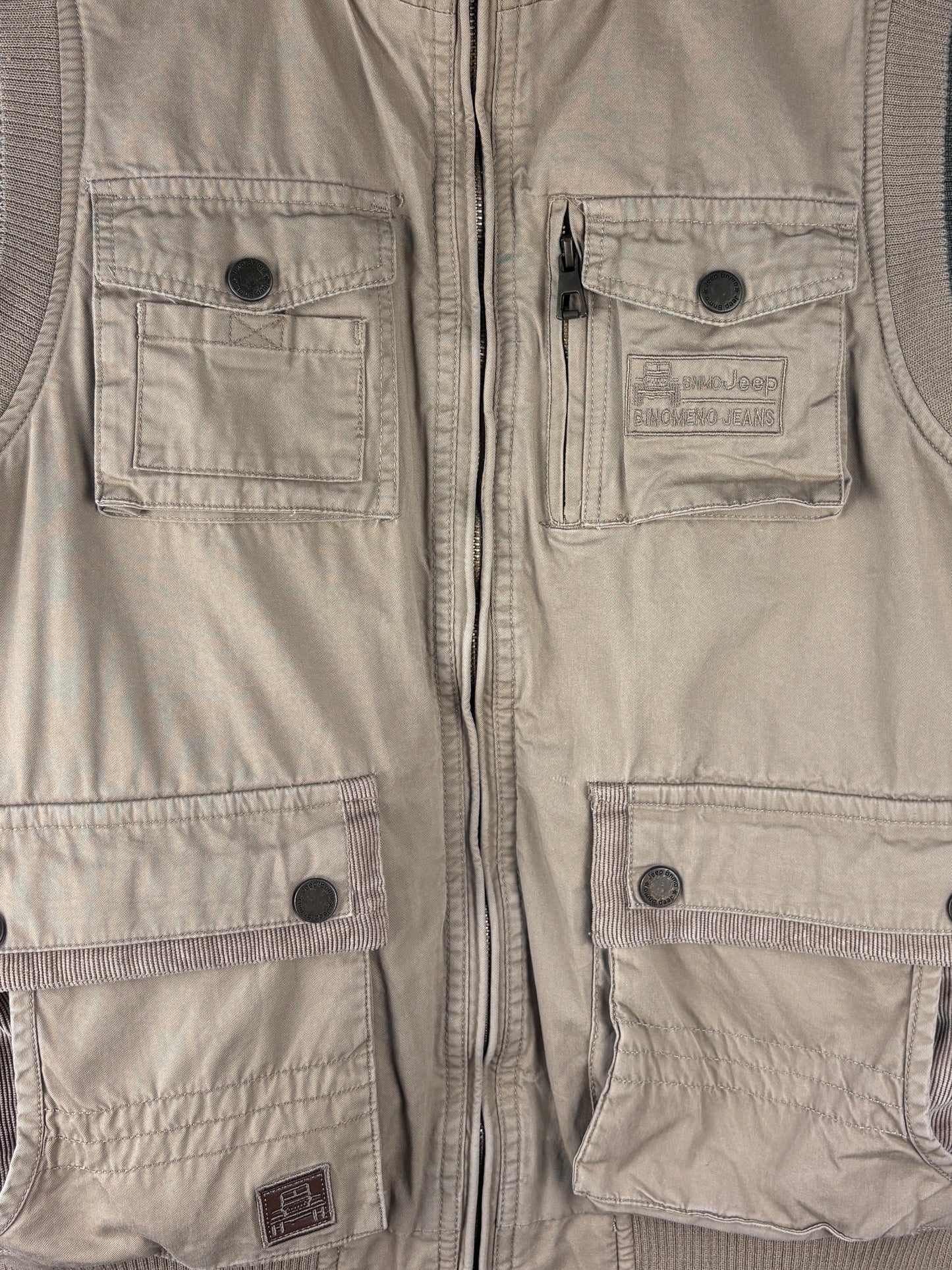 Mens Vintage Beige Khaki Utility Vest