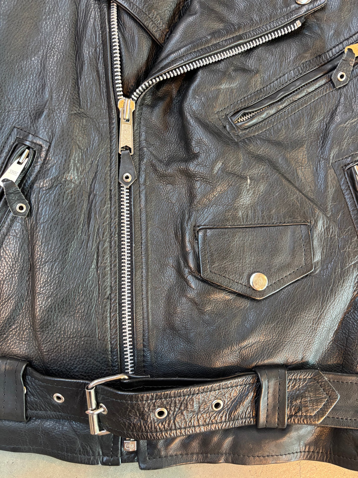 Vintage Black Leather Biker Jacket