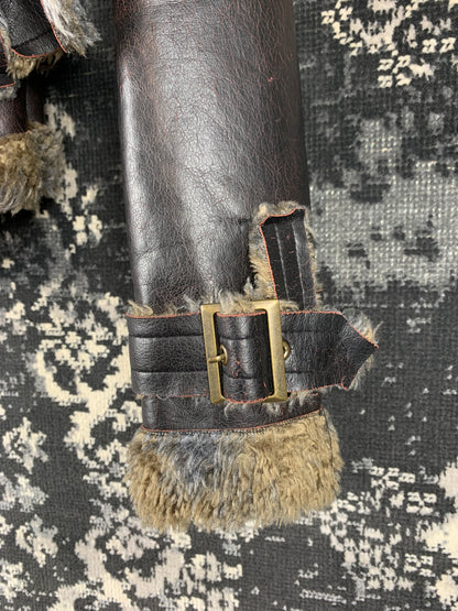 Vintage Brown Shearling Aviator Jacket