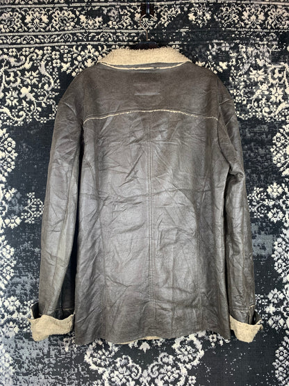 Men's Vintage Chapter Faux Leather Sherpa-Lined Coat