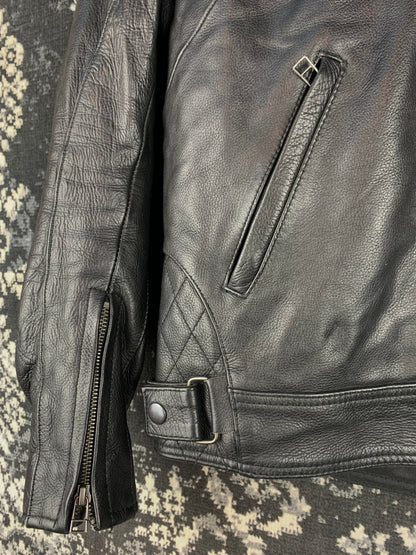 TSCHUL Vintage Black Motorcycle Leather Jacket