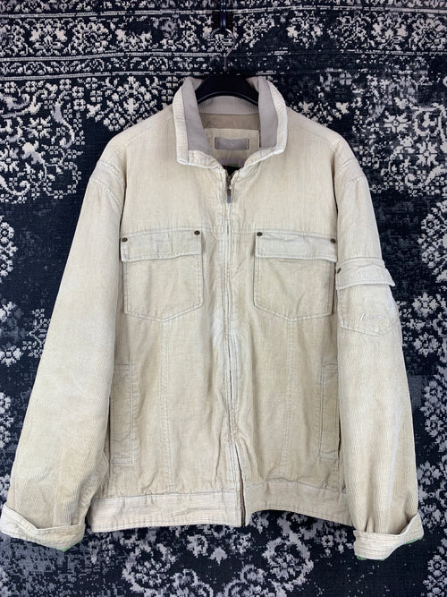 Mens Vinatege Function And Comfort Corduroy Beige Jacket