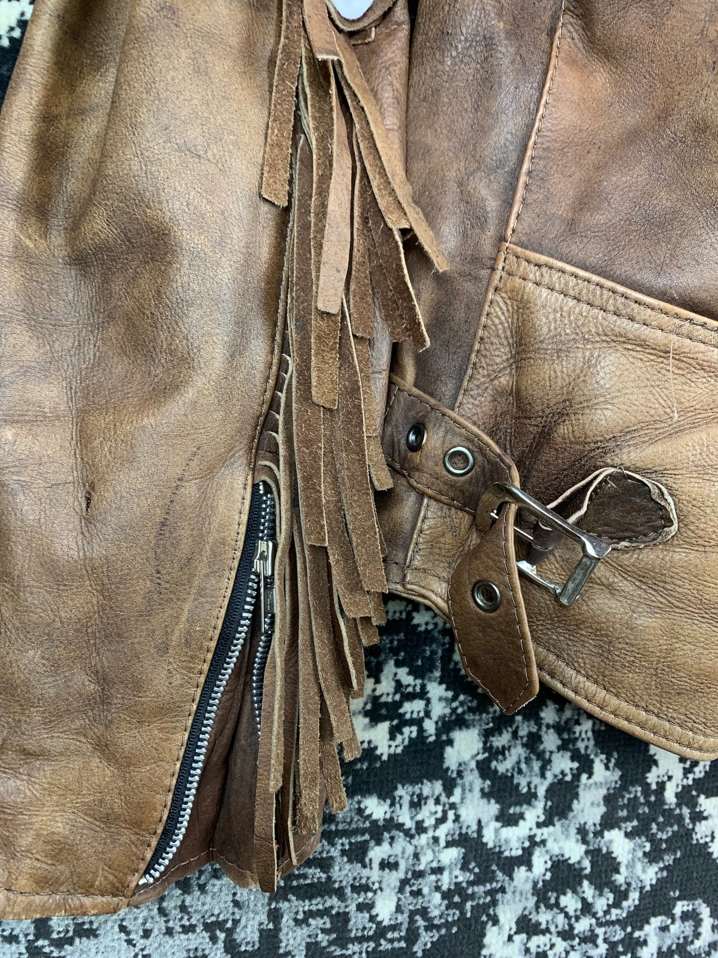 Mens Vintage Western Leather Jacket