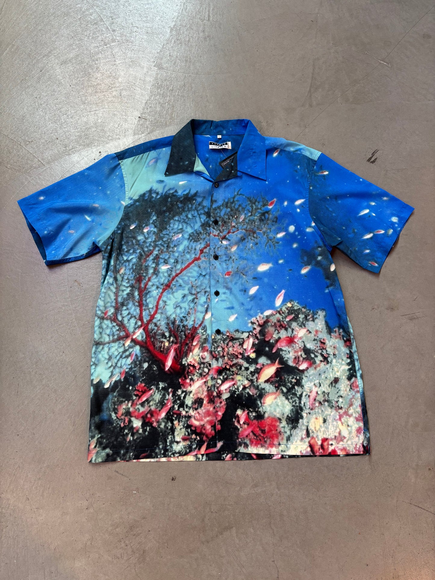 Underwater Ocean Print Blue Short Sleeve Shirt