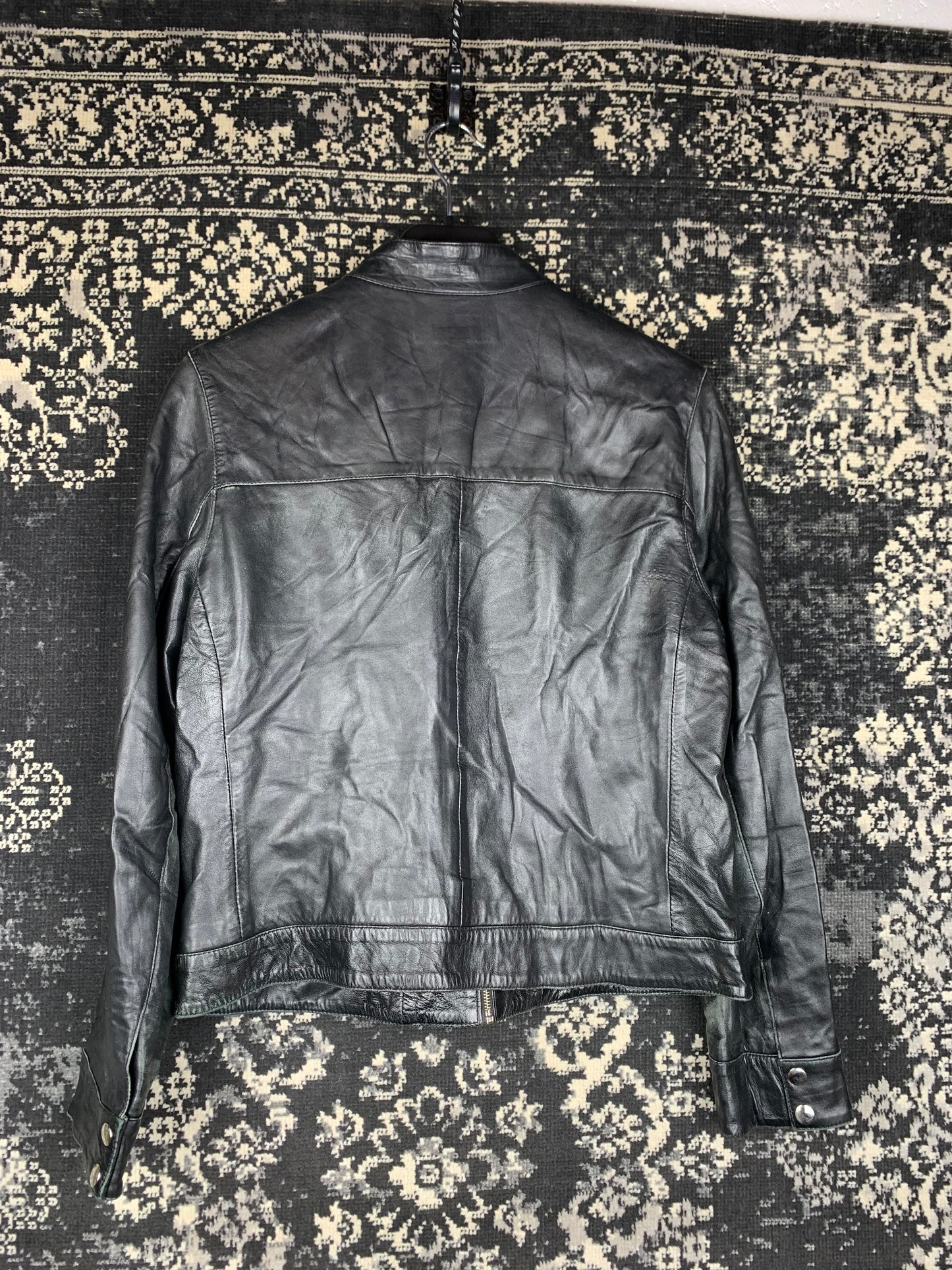 Women's Y2K Black Faux Leather Moto Jacket