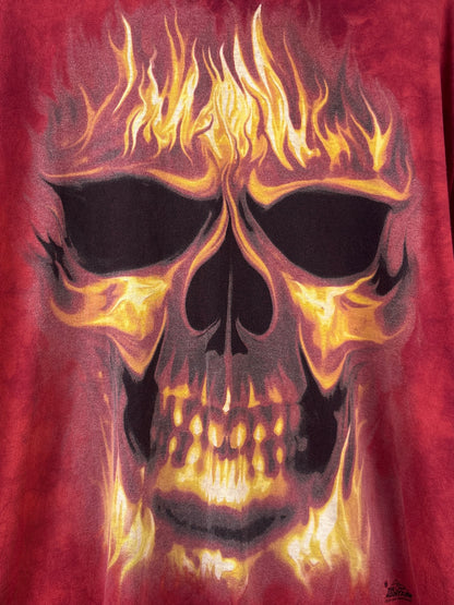 Mens Y2K The Mountain Flame Skull Graphic T Shirt