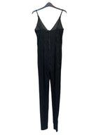 Striped Velvet V-Neck Cami Jumpsuit