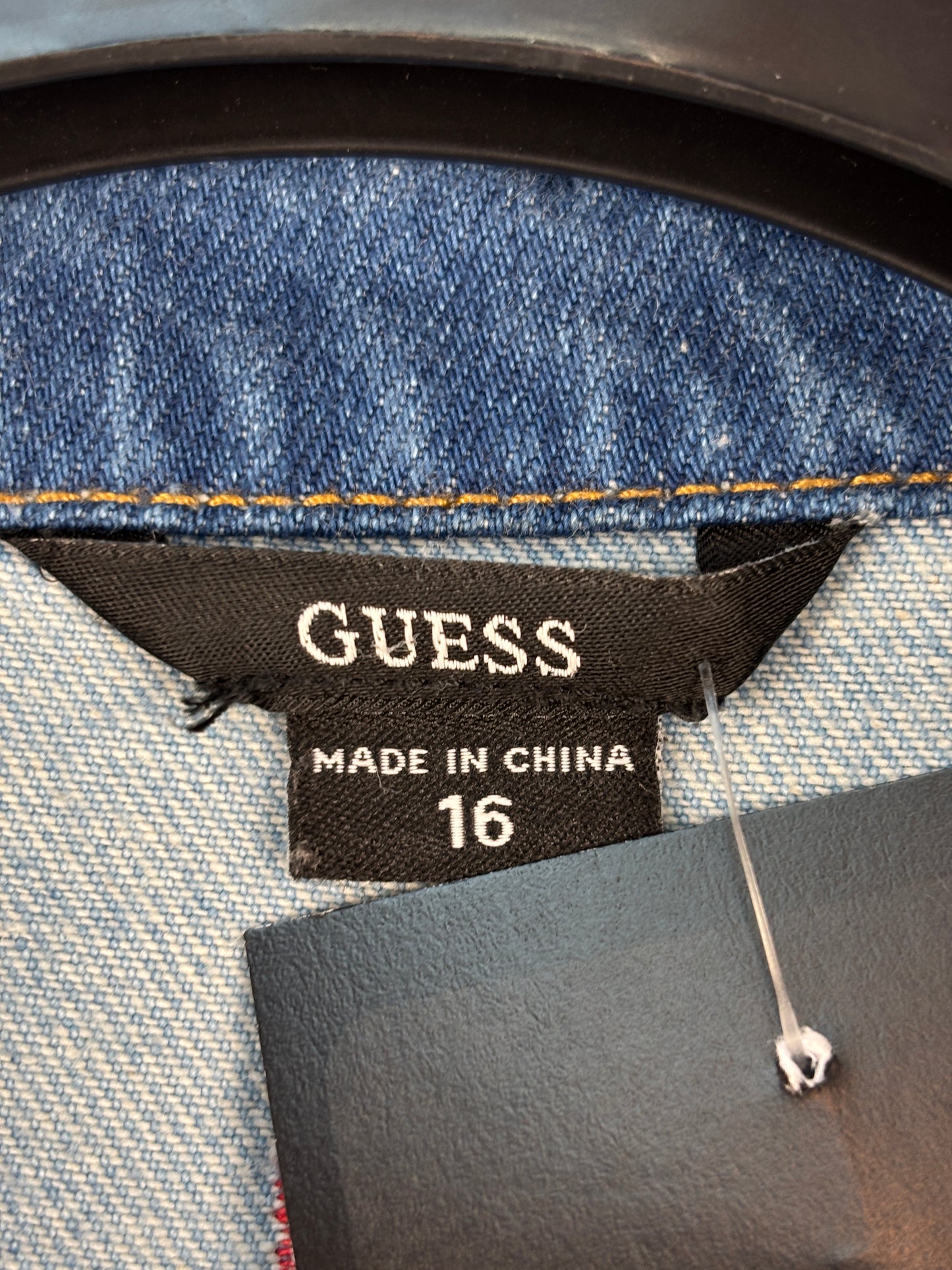 Womens Y2K Guess Dragon Embroidery Denim Jacket