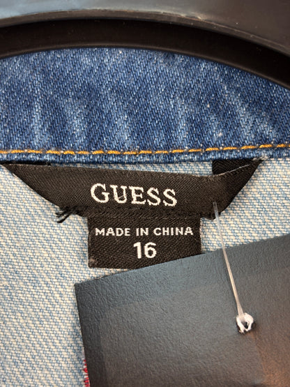 Womens Y2K Guess Dragon Embroidery Denim Jacket
