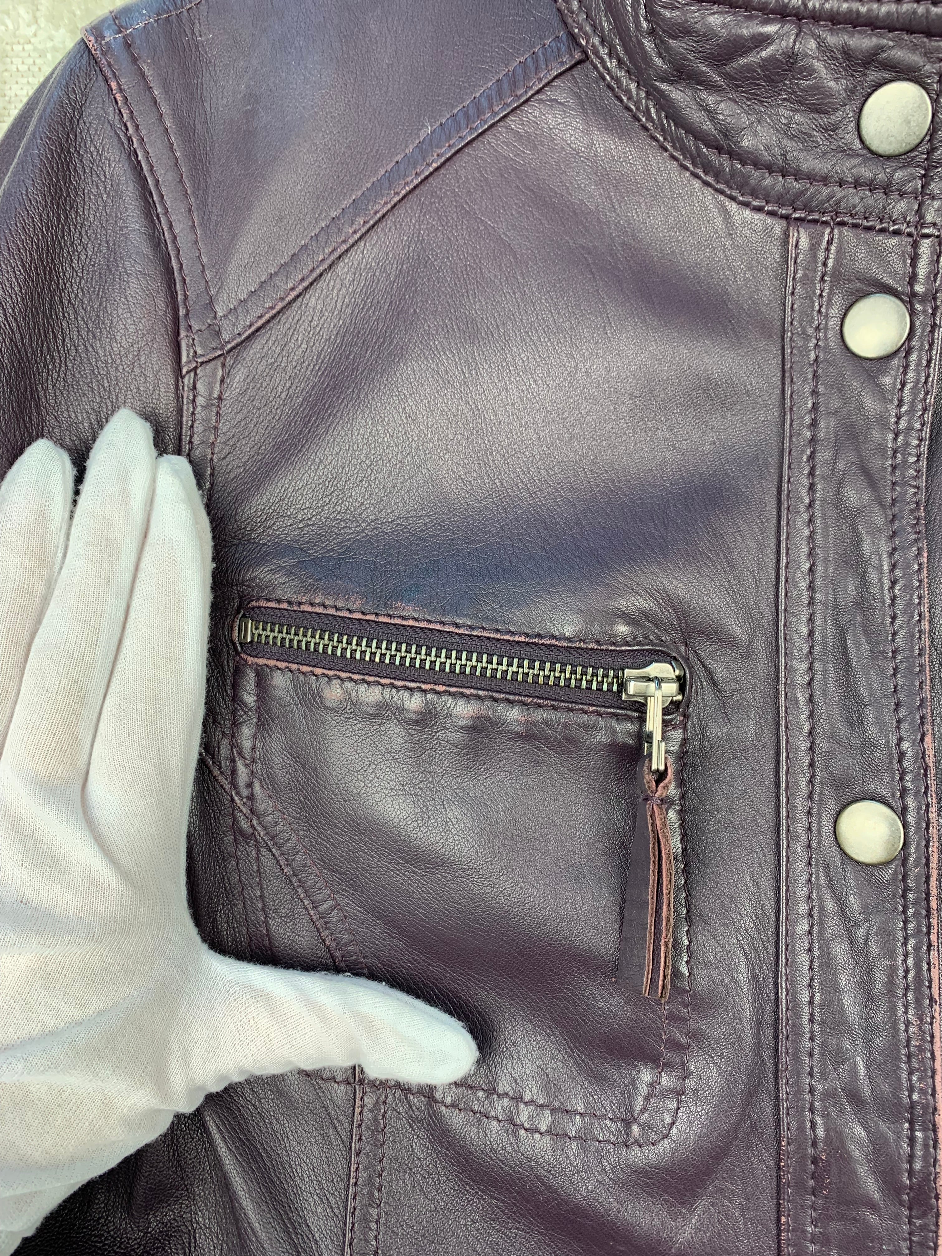 Womens Y2K Purple Leather Zip Up Jacket – Khuul