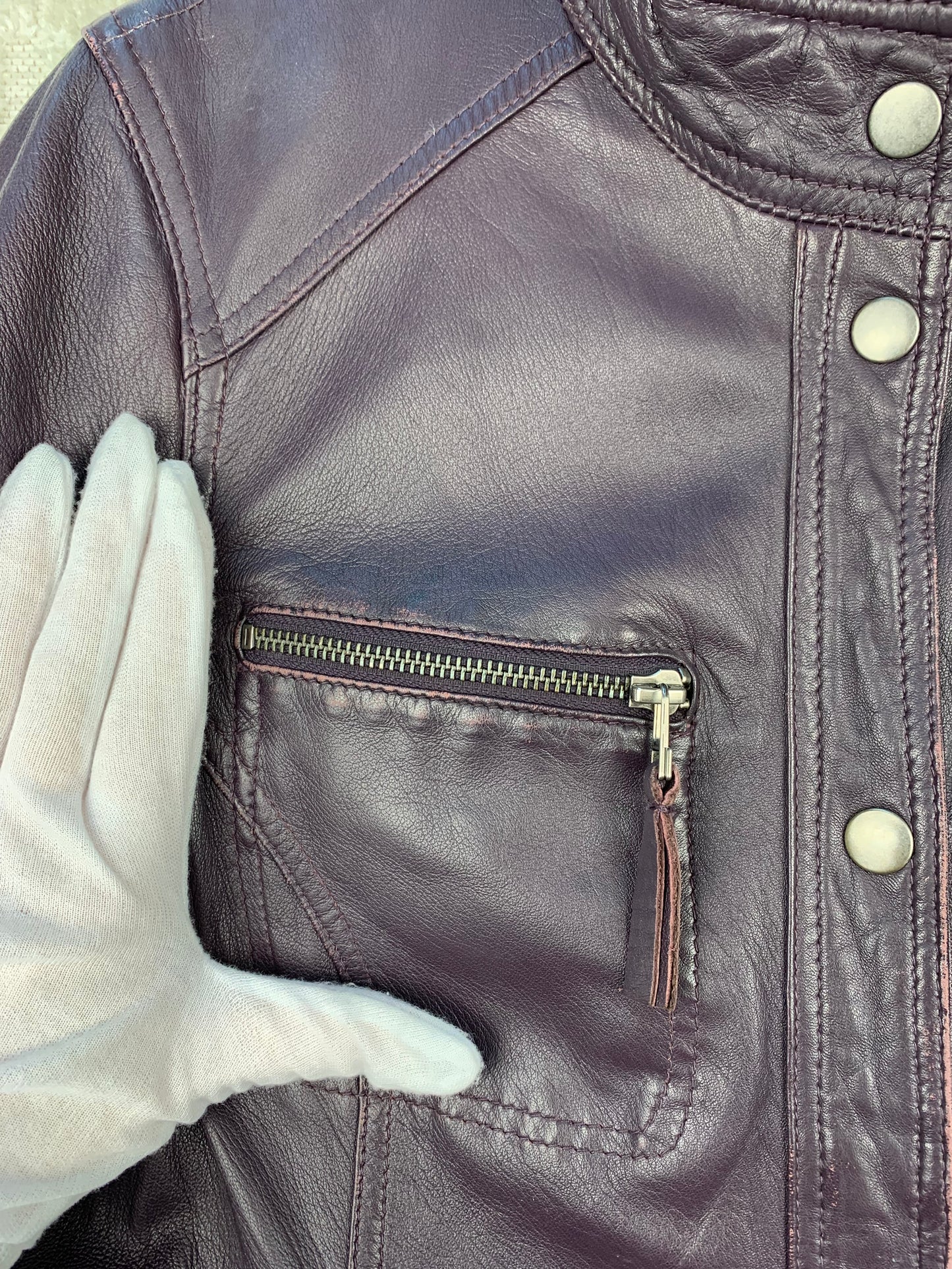 Womens Y2K Purple Leather Zip Up Jacket
