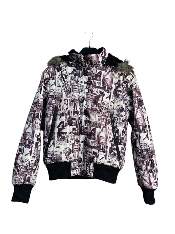Inside Glam Dance Y2K Photo Collage Hooded Puffer Jacket
