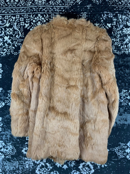 Women’s Vintage Light Brown Real Rabbit Fur Coat