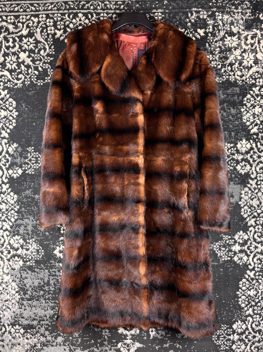 Women's Vintage Dark Brown Genuine MInk Fur Coat