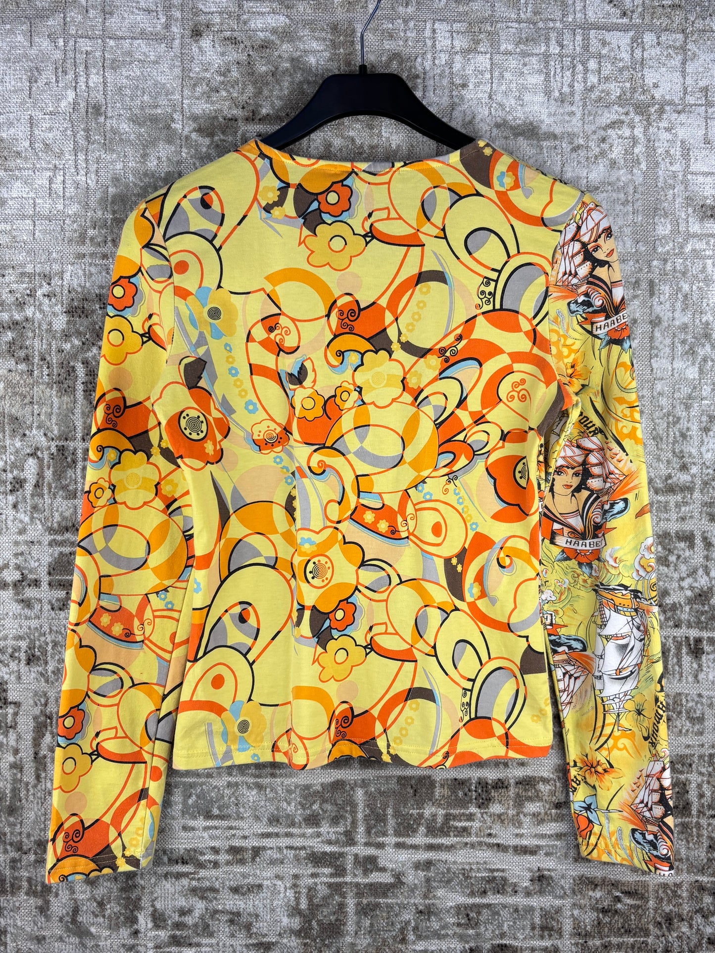 Womens Y2K Yellow Graphic Long Sleeve Shirt