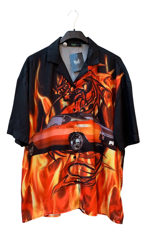 Men's Y2K Jaded London Graphic Button-Up Shirt