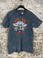 Mens Vintage Route 66 Grey Graphic T Shirt