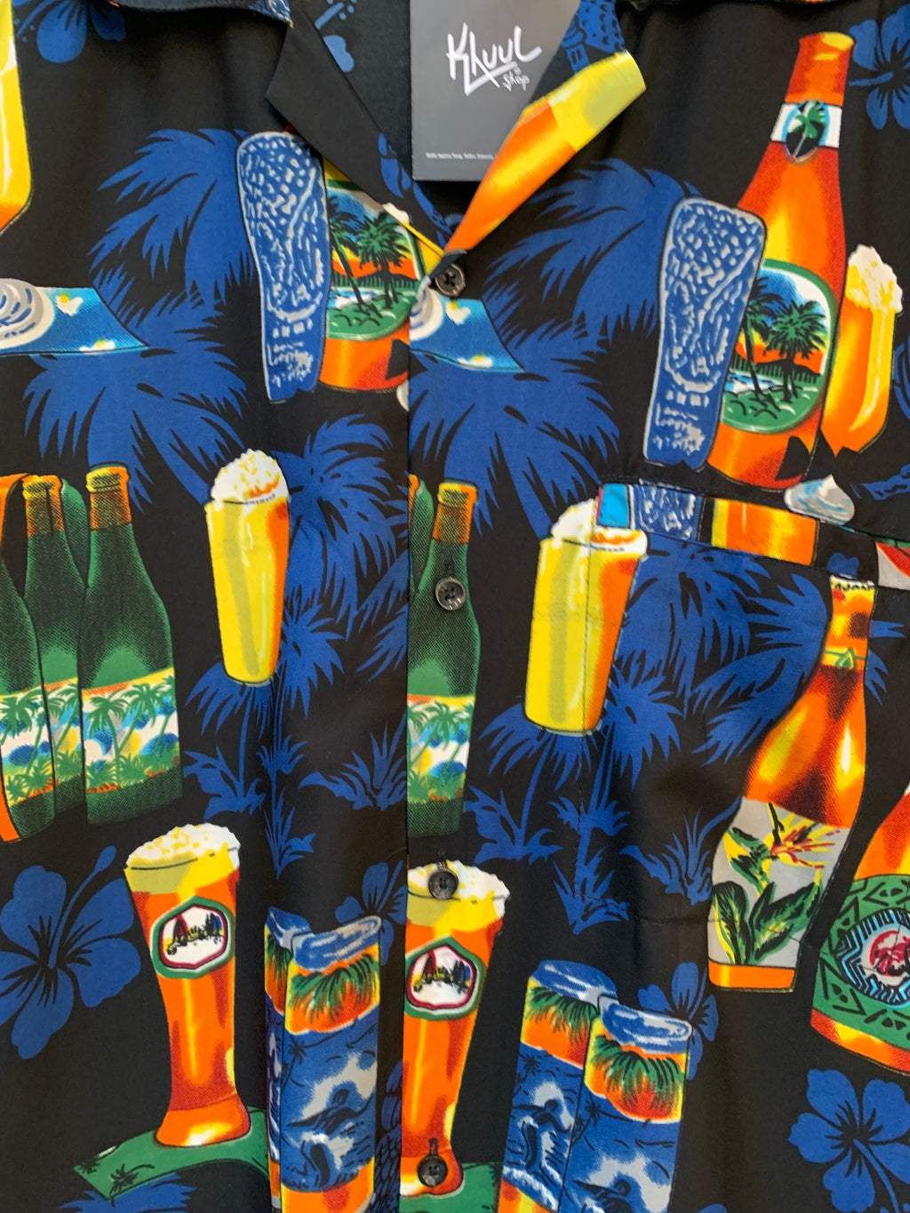 Mens Y2K V.H.O Hawaiian Multicolor Button Up Shirt