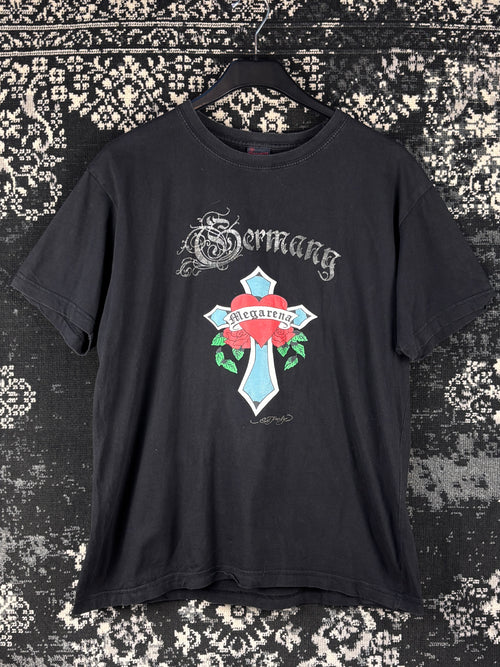 Men's Y2K Megarena Ed Hardy Style Black Graphic T-Shirt