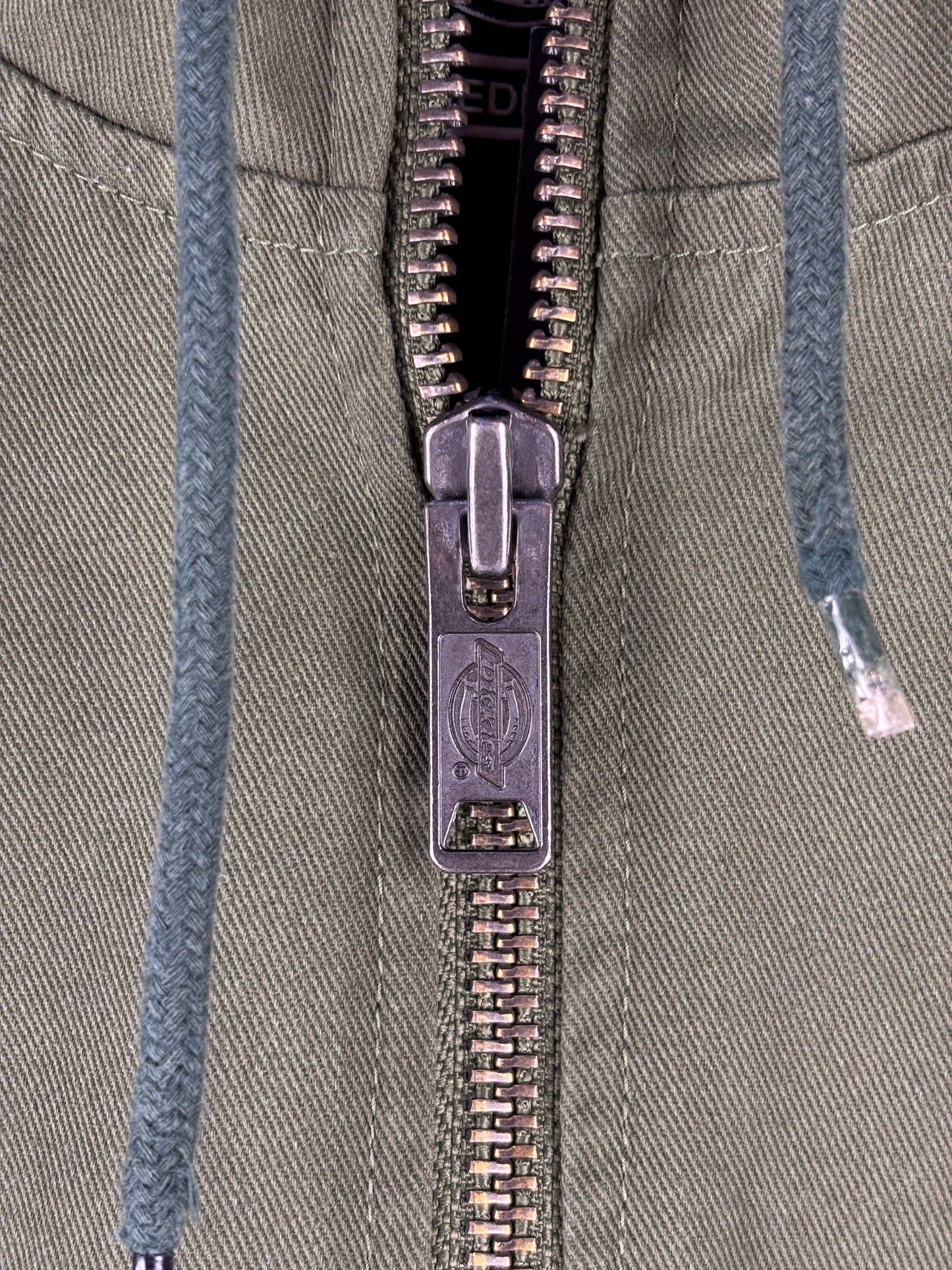 Mens Dickies Olive Green Zip Up Pullover Jacket