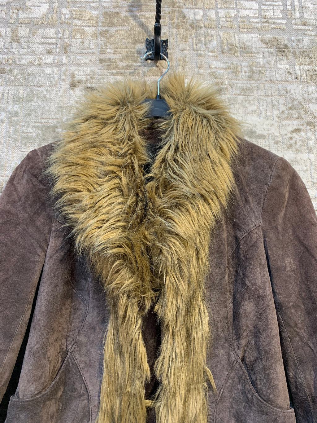 Vero Moda Y2K Faux Fur Trim Suede Jacket