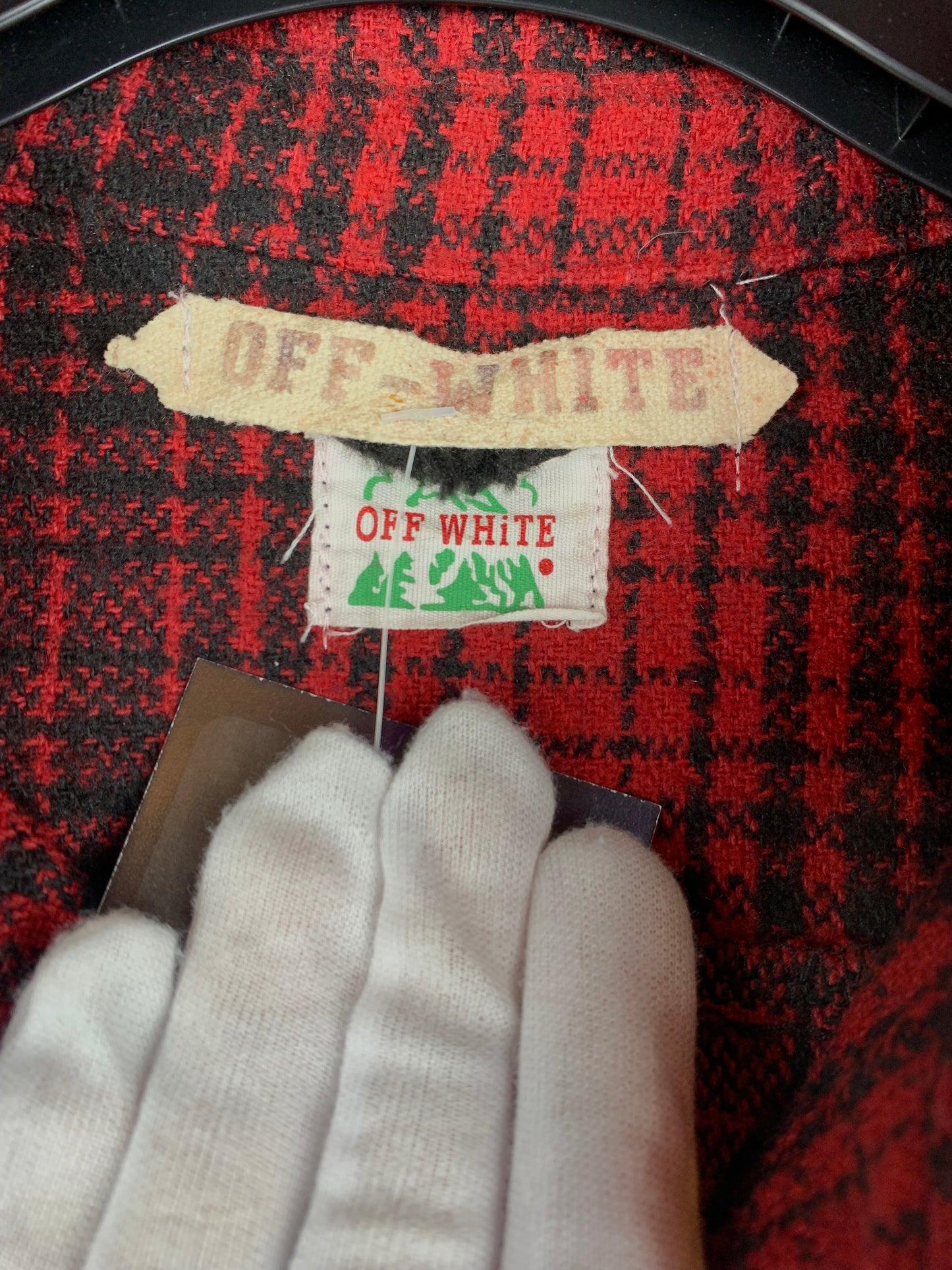 Off-White Vintage Red Plaid Button Up Shirt