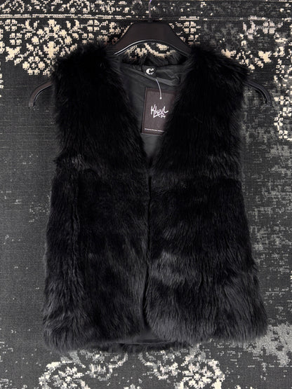 Women's Y2K Black Genuine Rabbit Fur Vest