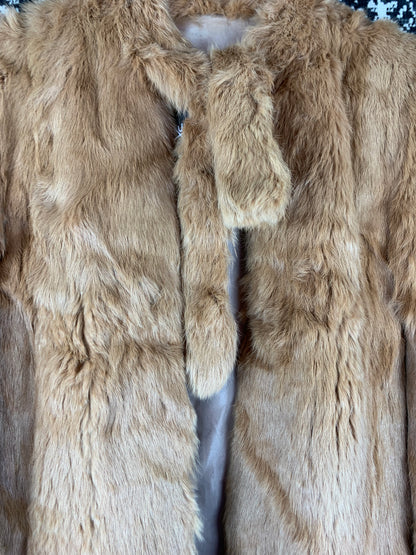 Women’s Vintage Light Brown Real Rabbit Fur Coat