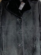 Black Faux Suede Shearling Jacket