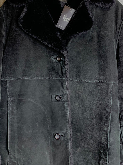 Black Faux Suede Shearling Jacket