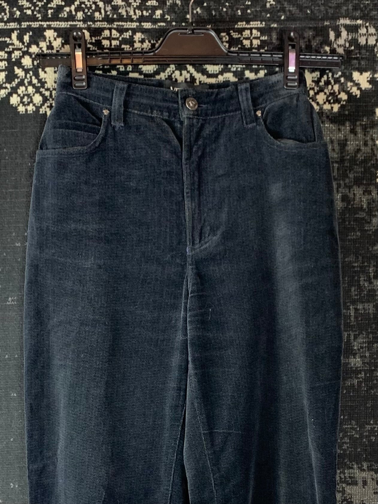 Y2K Women's Versace Black Velvet Trousers