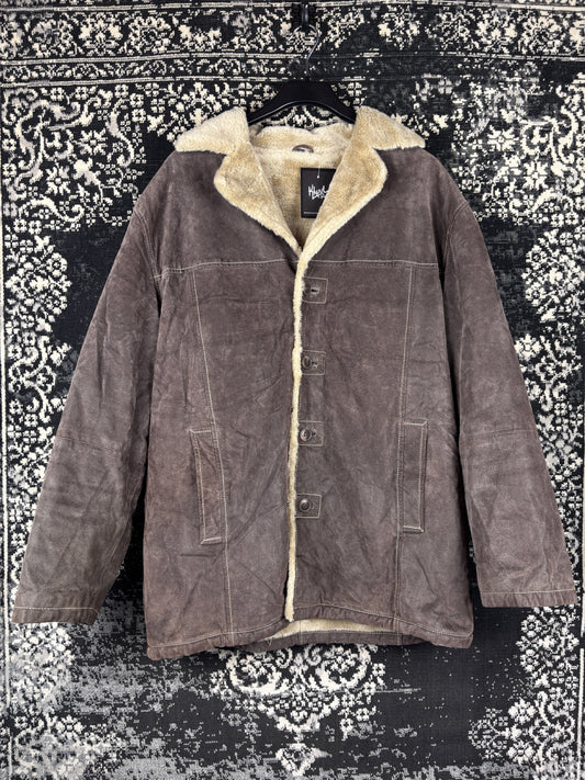 Men's Vintage Dark Brown Suede Coat