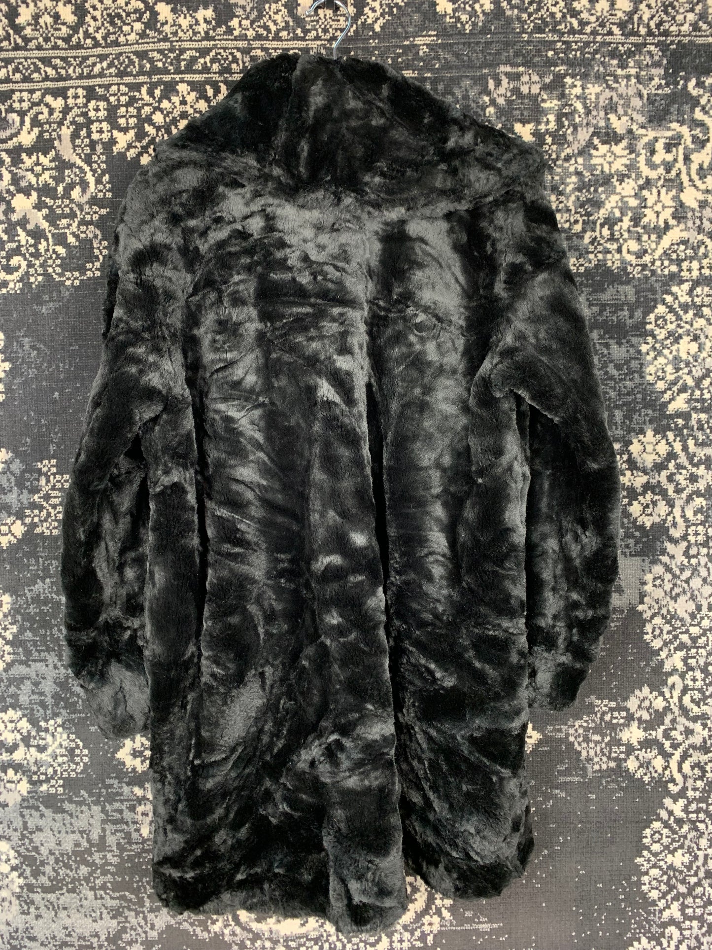 Vintage KIABI Black Faux Fur Long Coat