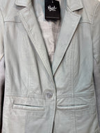 Pastel Blue Leather Blazer Jacket