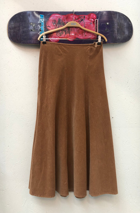 Vintage Brown Corduroy Midi Skirt
