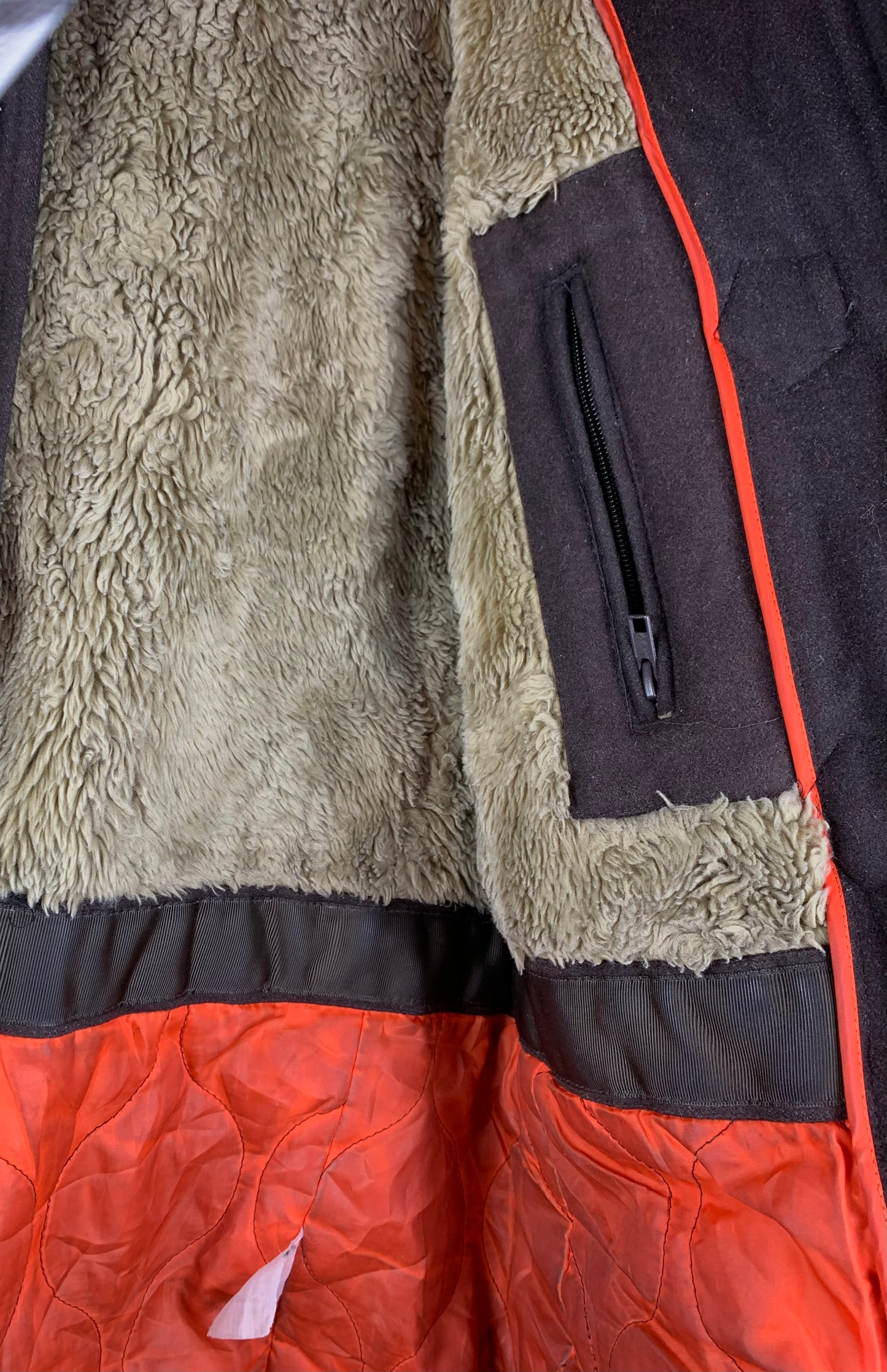 Mens Vintage KMC Wearable Duffle Coat Faux Fur Lined