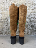 Hogan Fur Trimmed Lace Up Knee High Boots