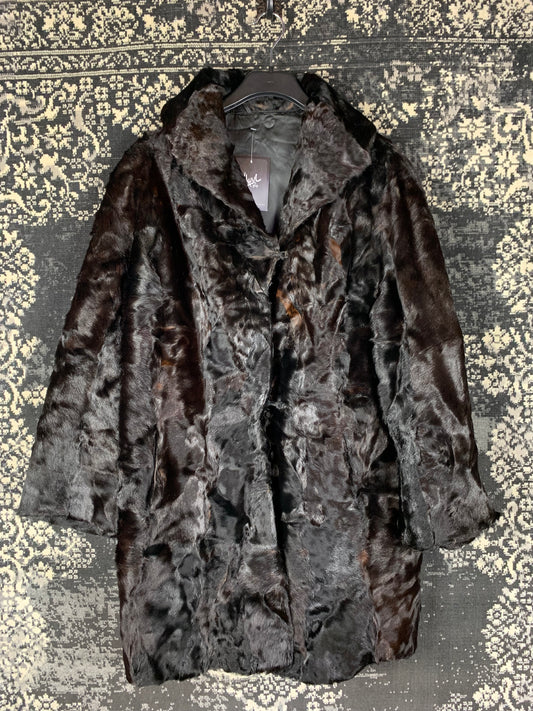 Women’s Deep Dark Brown Genuine Mink Fur Coat