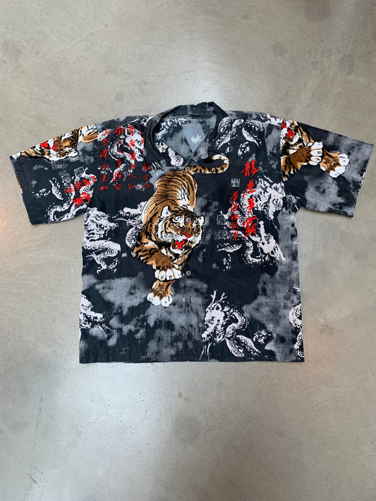 Vintage Tiger Print Button Shirt