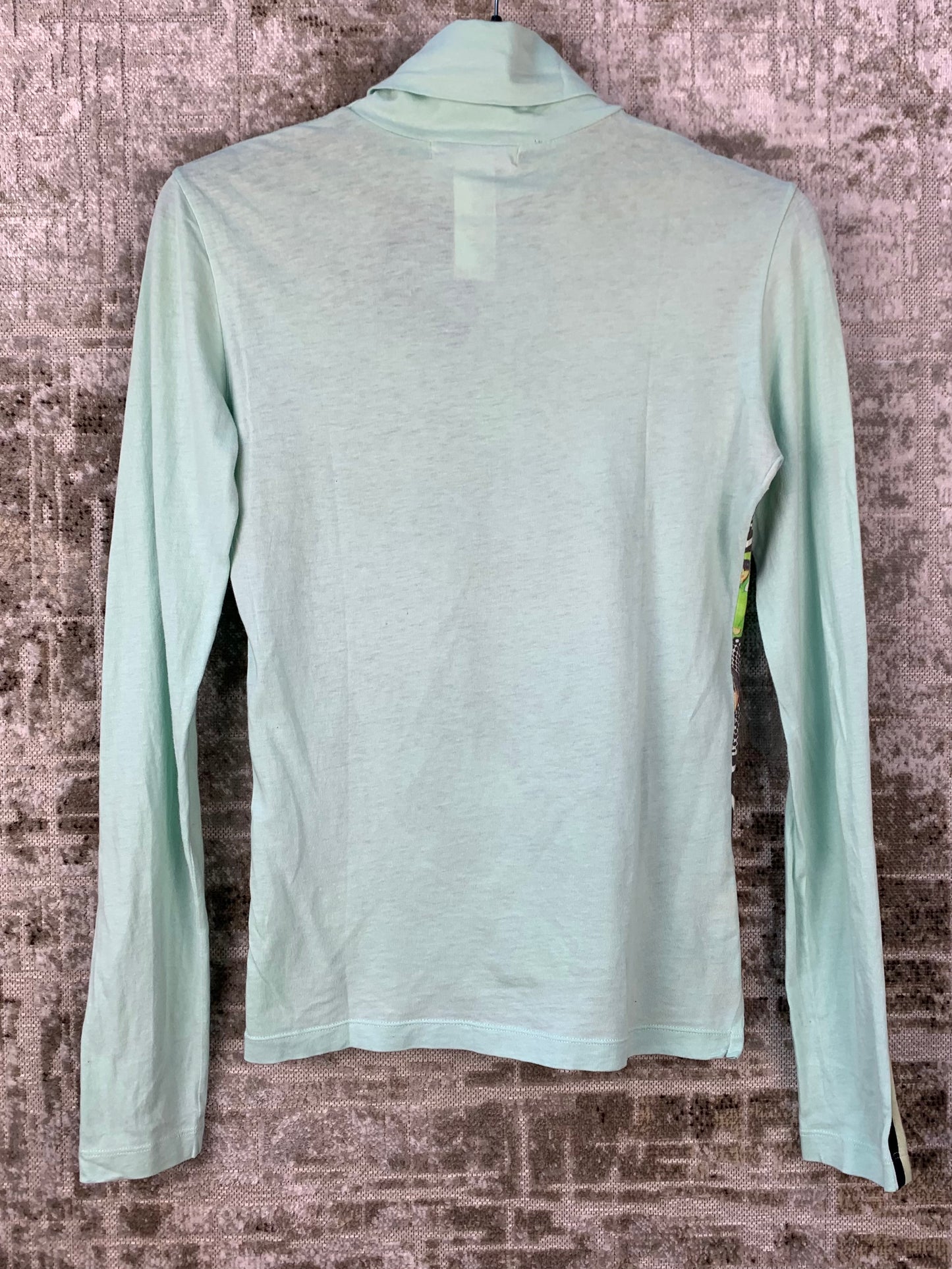 CUSTO Barcelona Y2K Teal Turtleneck Graphic Shirt