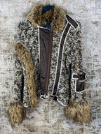 Finette Knitted Zip Up Jacket With Fur Trim