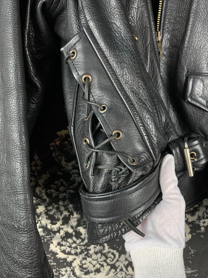 Men's Vintage Hallman Leather Biker Jacket Autographed by Udo & Stefan Kaufmann of Accept