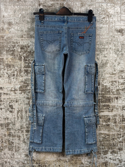 Womens Y2K Lightwash Cargo Jeans