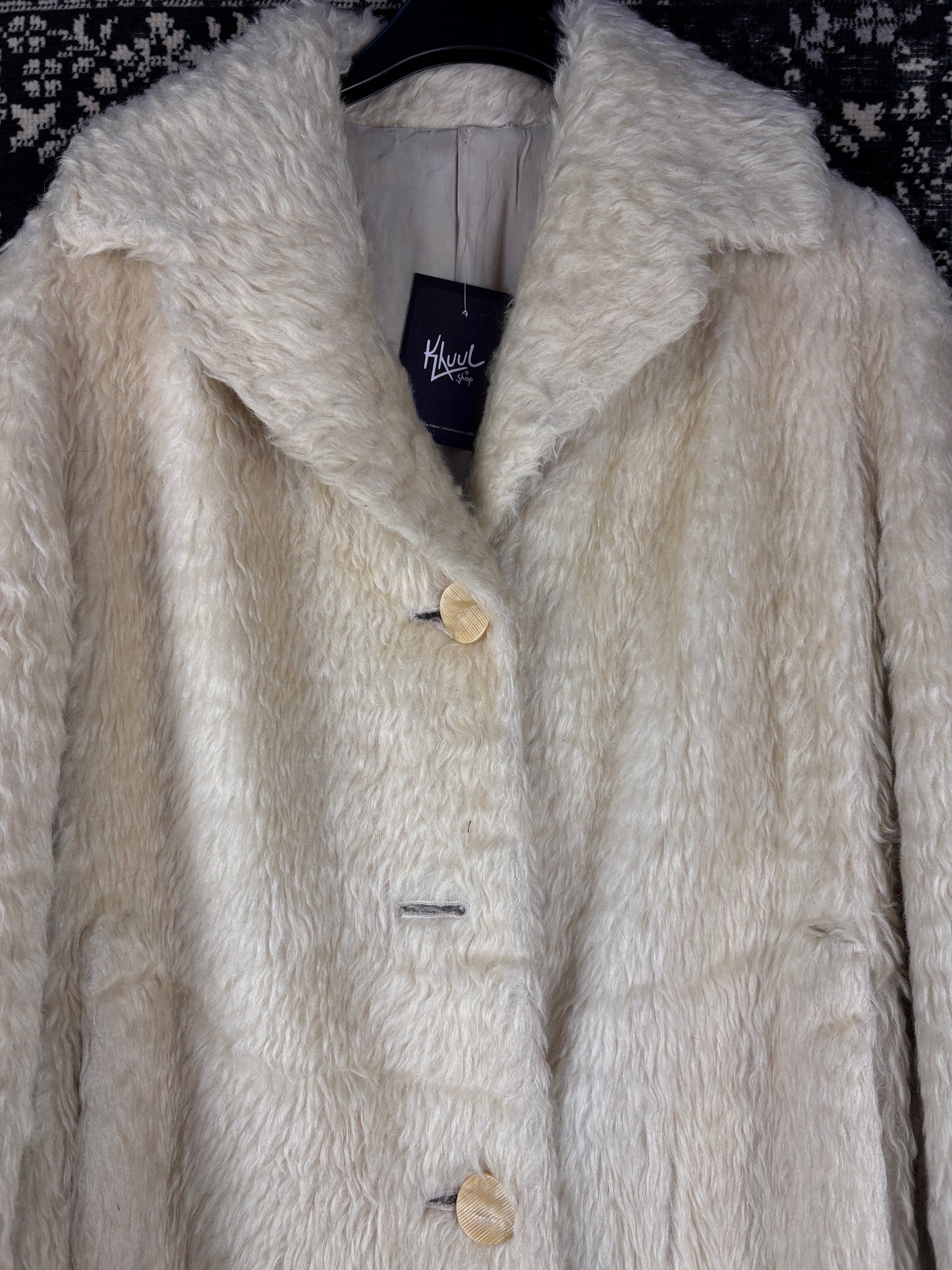 Women's Off-White Faux Fur Long Coat