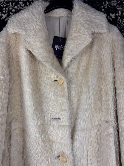 Women's Off-White Faux Fur Long Coat