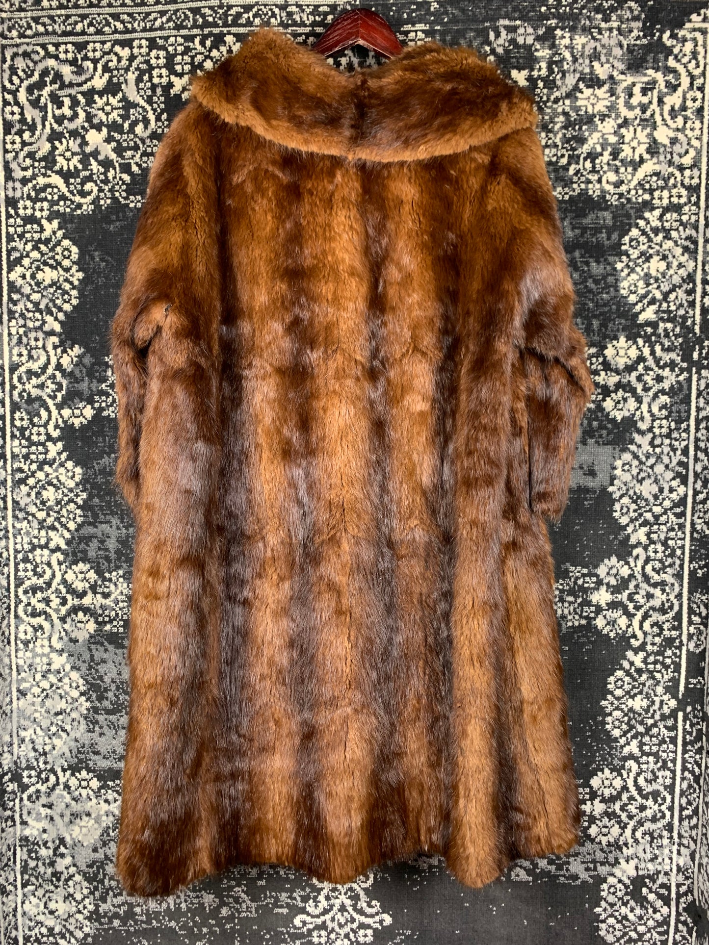 Womens Long Vintage Brown Fur Coat