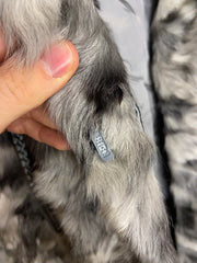 Grey Multicolor Short Goat Fur Overcoat Bomber Jacket Women's M Vintage