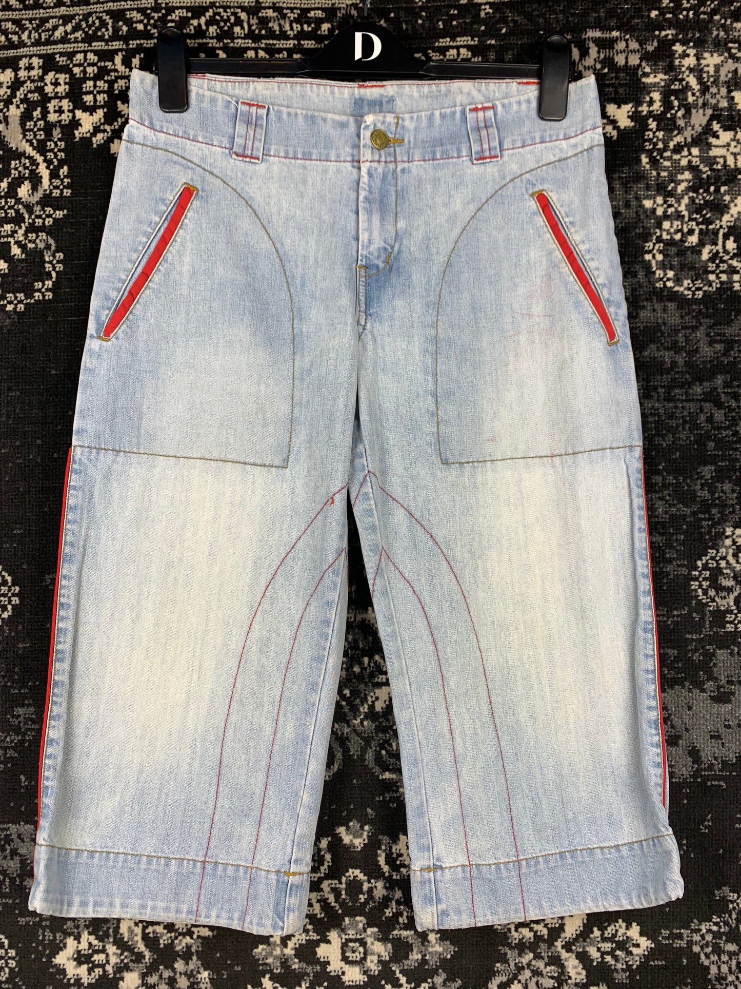 Unisex Vintage Light Blue Capri Jeans